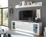 TV-Lowboard Ladis in wei� Hochglanz TV Unterteil in Komforth�he XL-Board 198 x 61 cm
