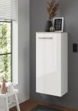 Badezimmer Kommode Dense in wei� Lack Hochglanz und Eiche Midischrank h�ngend / stehend 51 x 110 cm