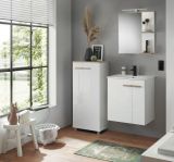 Waschbeckenunterschrank MIT Waschbecken Dense in wei� Lack Hochglanz und Eiche Waschtisch Set h�ngend 60 cm