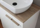 Badm�bel Set Dense in wei� Hochglanz Lack und Eiche Badkombination MIT Waschbecken und Badlampe 60 x 200 cm h�ngend / stehend