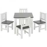 BOMI� Kindersitzgruppe Amy in wei� und grau Sitzgruppe Kindertisch und 4 x Stuhl
