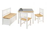 BOMI� Kindersitzgruppe Anna in wei� und natur Sitzgruppe Kindertisch, Truhenbank und 2 x Stuhl