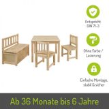BOMI� Kindersitzgruppe Anna in Kiefer naturbelassen Sitzgruppe Kindertisch, Truhenbank und 2 x Stuhl