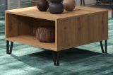 Couchtisch Linea in Eiche Artisan Beistelltisch quadratisch mit Ablage 60 x 60 cm