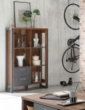 Highboard Auburn in Eiche Stirling und Matera grau Vitrine 90 x 140 cm