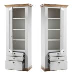 Vitrine Hemsby in wei� Pinie und Eiche Wotan Landhaus Vitrinenschrank 82 x 204 cm