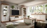 Couchtisch Hemsby in wei� Pinie und Eiche Wotan Landhaus Beistelltisch mit Truhe und Ablage 95 x 95 cm