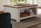 Couchtisch Hemsby in wei� Pinie und Eiche Wotan Landhaus Beistelltisch mit Truhe und Ablage 95 x 95 cm
