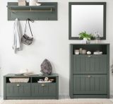 Garderobe Sitzbank Forres in gr�n Landhausstil Garderobenbank 110 x 47 cm