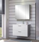 Waschbeckenunterschrank MIT Waschbecken Riva in wei� Hochglanz und Rauchsilber grau Waschtisch h�ngend 82 x 59 cm