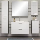 Waschbeckenunterschrank MIT Waschbecken Riva in wei� Hochglanz und Rauchsilber grau Waschtisch h�ngend 82 x 59 cm