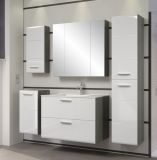 Waschbeckenunterschrank MIT Waschbecken Riva in wei� Hochglanz und Rauchsilber grau Waschtisch h�ngend 82 x 59 cm