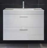 Waschbeckenunterschrank Set inklusive Waschbecken Aura in Wei� Hochglanz, Waschtisch h�ngend 81 cm