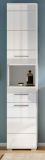 Badezimmer Hochschrank Leon in wei� Hochglanz Badschrank 30 x 182 cm