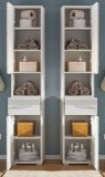 Badezimmer Hochschrank Leon in wei� Hochglanz Badschrank 30 x 182 cm