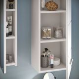 Badezimmer H�ngeschrank Leon in wei� Hochglanz Badschrank h�ngend 30 x 77 cm
