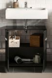 Waschbeckenunterschrank Leon in schwarz Hochglanz Badezimmer Unterschrank 60 x 56 cm