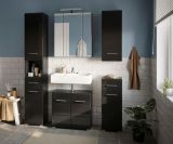 Badezimmer Spiegelschrank Leon in schwarz Badschrank 3-t�rig 60 x 70 cm