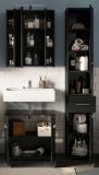 Badm�bel Set 3-teilig Leon in schwarz Hochglanz Badkombination 105 x 182 cm