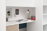 Parisot Hochbett Tom in wei� und Jackson Eiche Jugendzimmer Bett mit Schreibtisch und Kleiderschrank