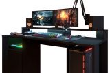 Parisot Gaming Set Gaming2 in schwarz Gamingtisch und Schrank inkl. LED Beleuchtung in Farbe