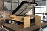 Parisot Stauraumbett Travel in Eiche Artisan und schwarz Hochbett Liegefl�che 140 x 200 cm