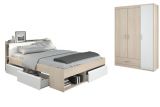 Parisot Kinder und Jugend Schlafzimmer Set Most Akazie und wei� mit Stauraumbett (140 x 200) und Kleiderschrank