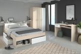 Parisot Schlafzimmer komplett Most74 in Akazie und wei� Komplettzimmer mit Stauraumbett, Kleiderschrank und Schreibtisch