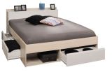 Parisot Stauraumbett Most6 in Akazie und wei� Bett mit 3 x Schubkasten Liegefl�che 160 x 200 cm
