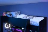 Hochbett Online in schwarz Gaming Jugendzimmer Bett mit Schreibtisch inkl. LED Beleuchtung mit Farbwechsel