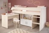Parisot Hochbett Charly4 in Akazie und wei� Kinder- und Jugendzimmer Bett mit Schreibtisch