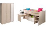 Parisot Kinder- und Jugendzimmer Charly6 in Akazie und wei� Set inklusive Kleiderschrank und Hochbett mit Schreibtisch