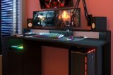 Gamingtisch in schwarz Gamer Schreibtisch inkl. LED Beleuchtung mit Farbwechsel 152 cm