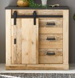 Kommode Stove in Used Wood hell und anthrazit Wohn- und Esszimmer Sideboard 93 x 91 cm