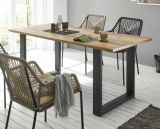 Esszimmer Set Stove in Used Wood hell und anthrazit Speisezimmer 3-teilig mit Esstisch, Vitrine und Sideboard