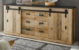 Esszimmer Set Stove in Used Wood hell und anthrazit Speisezimmer 3-teilig mit Buffetschrank, Esstisch und Sideboard