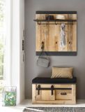 Garderobe Sitzbank Stove in Used Wood hell und anthrazit Garderobenbank 93 x 46 cm