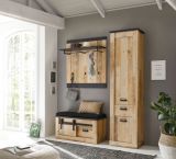 Garderobenpaneel Stove in Used Wood hell und anthrazit Wandgarderobe 92 x 100 cm