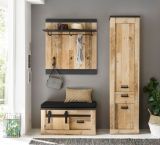Garderobe Set 4-teilig Stove in Used Wood hell und anthrazit Garderobenkombination 164 x 201 cm