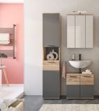 Badezimmer Spiegelschrank Tomaso in Nox Eiche Badschrank 3-t�rig 60 x 77 cm, Soft-Close