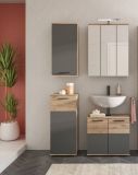 Badezimmer H�ngeschrank Tomaso in Nox Eiche und Basalt grau Badschrank 37 x 77 cm, Soft-Close