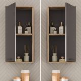 Badezimmer H�ngeschrank Tomaso in Nox Eiche und Basalt grau Badschrank 37 x 77 cm, Soft-Close