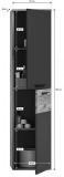 Badezimmer Hochschrank Tomaso in Nox Eiche und Basalt grau Badschrank 37 x 152 cm, Soft-Close
