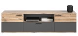 TV-Lowboard Tomaso in Nox Eiche und Basalt Grau, TV Unterschrank 194 cm mit Soft-Close