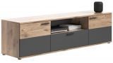 TV-Lowboard Tomaso in Nox Eiche und Basalt Grau, TV Unterschrank 194 cm mit Soft-Close