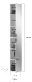 Stauraumschrank mit Spiegel SystemX in wei� Mehrzweckschrank 30 x 193 cm Hochschrank mit Spiegelt�r