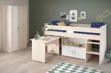 Parisot Kinder- und Jugendzimmer Charly5 in Akazie und wei� Set inklusive Kleiderschrank und Hochbett mit Schreibtisch