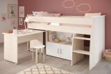 Parisot Kinder- und Jugendzimmer Charly5 in Akazie und wei� Set inklusive Kleiderschrank und Hochbett mit Schreibtisch