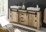 Doppelwaschtisch Stove in Used Wood hell und anthrazit Waschtisch Set inkl. 2 x Waschbecken 164 cm
