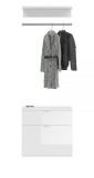 Garderobe Set 3-teilig SystemX in wei� Hochglanz Kommode und Kleiderstange 61 cm